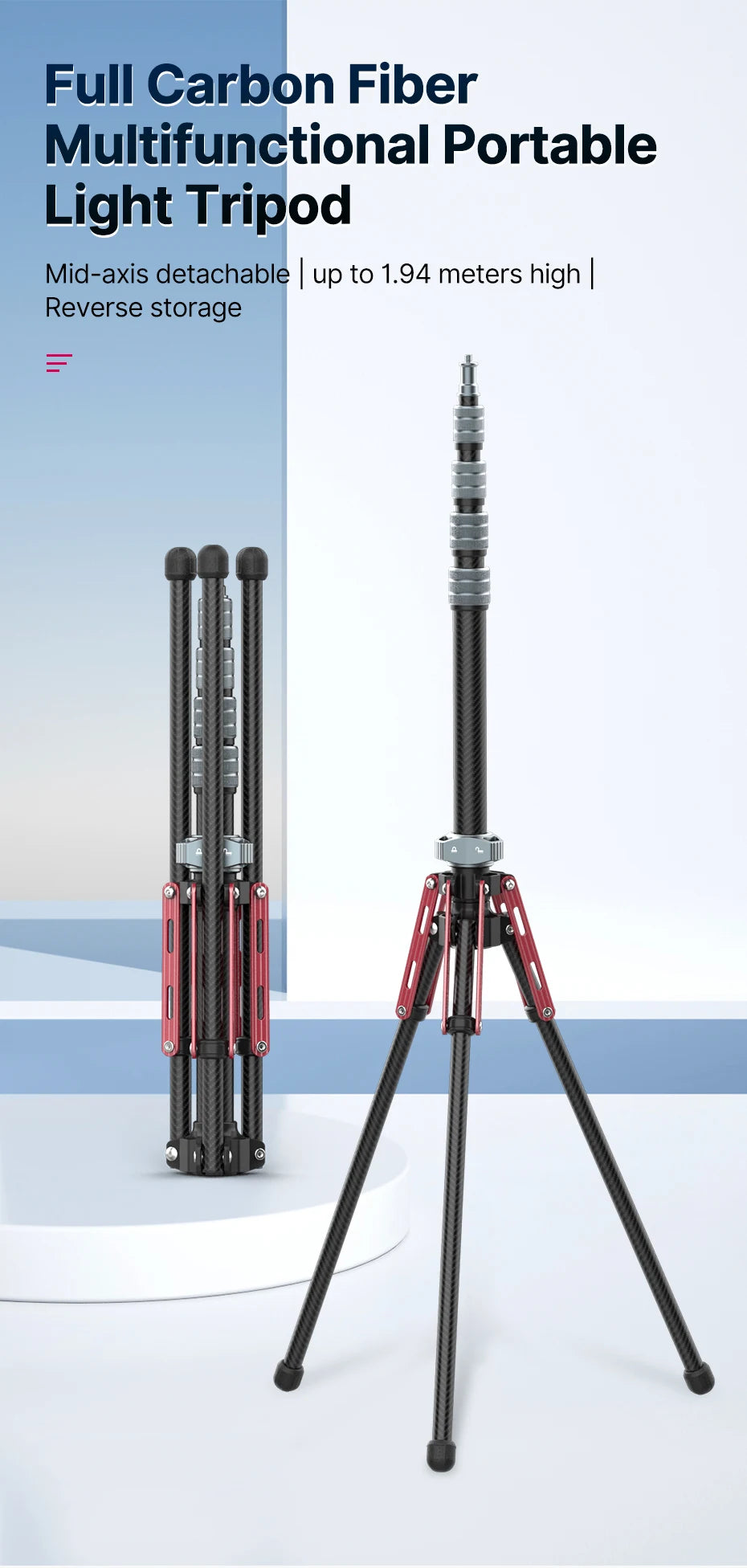 Favolux™ Carbon Fiber Portable Tripod Lighting Stand