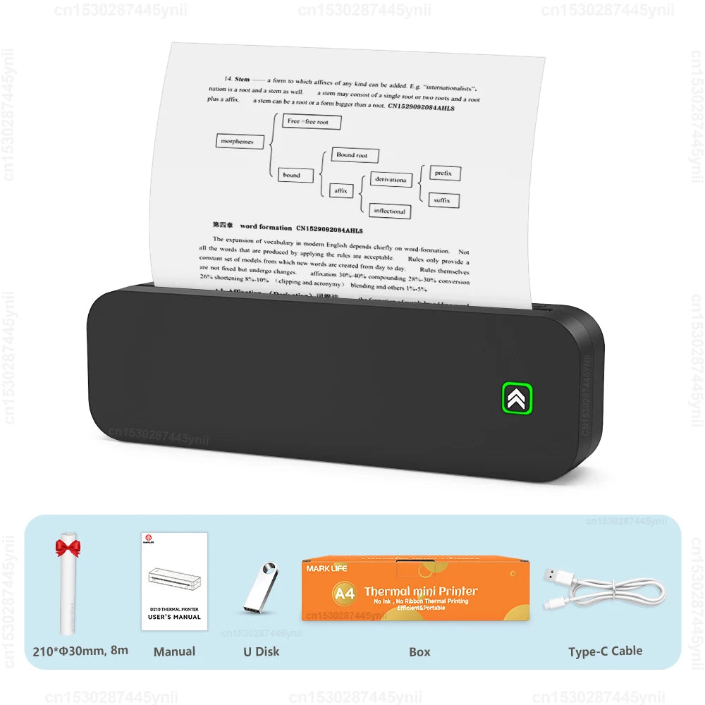 Favolux™ Portable A4 Bluetooth Inkless Thermal Printer