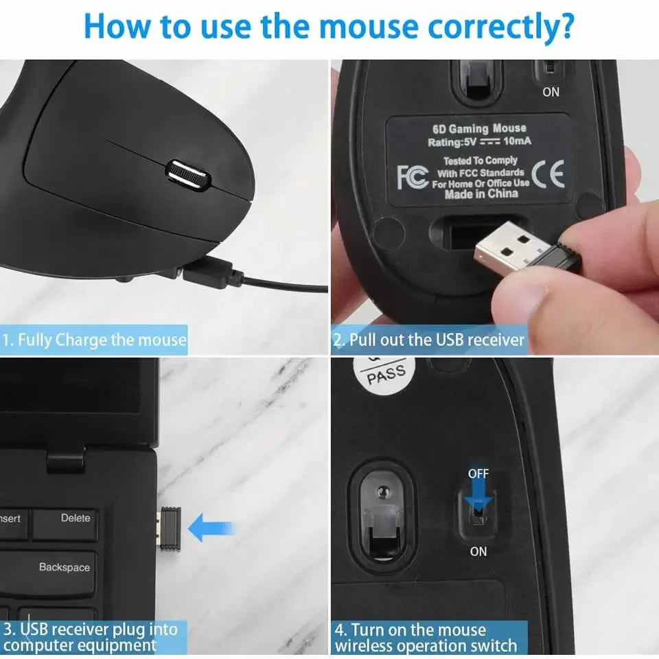 Favolux™ Vertical Ergonomic Wireless Rechargeable Gaming Mouse