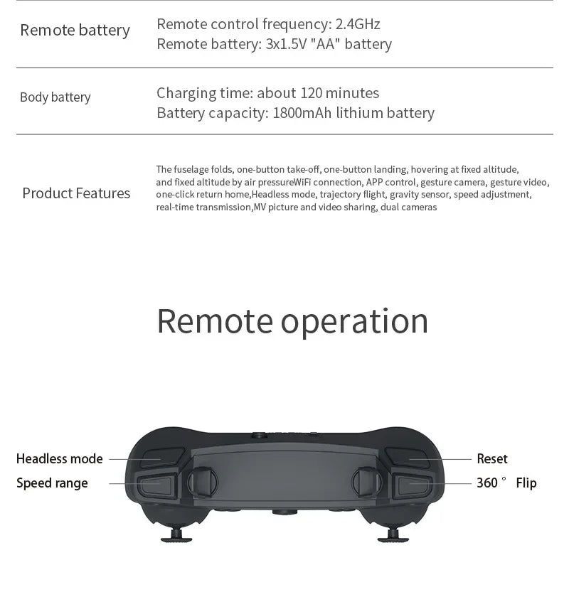 Favolux™ WIFI Wide Angle 4K Quadcopter Camera