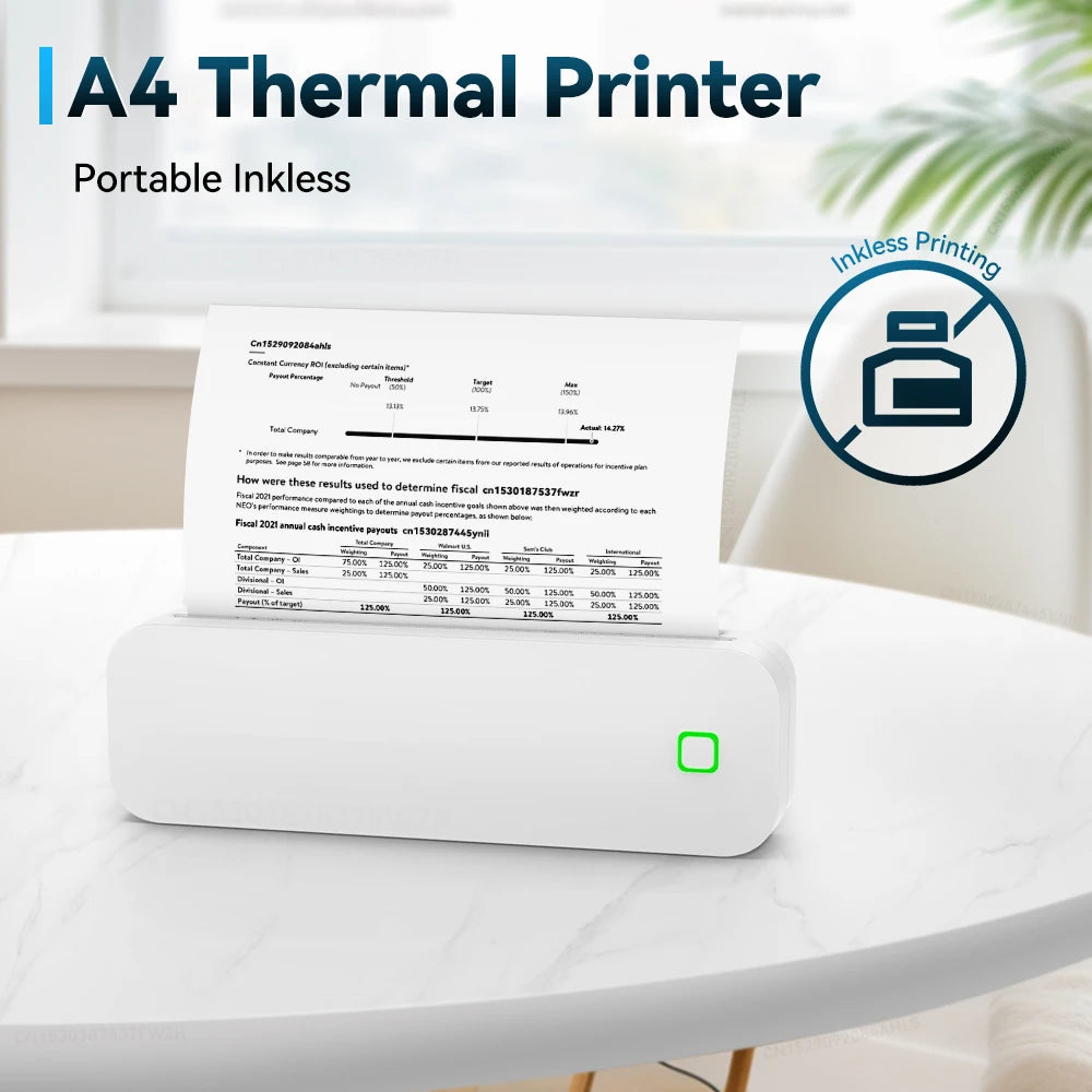 Favolux™ Portable A4 Bluetooth Inkless Thermal Printer