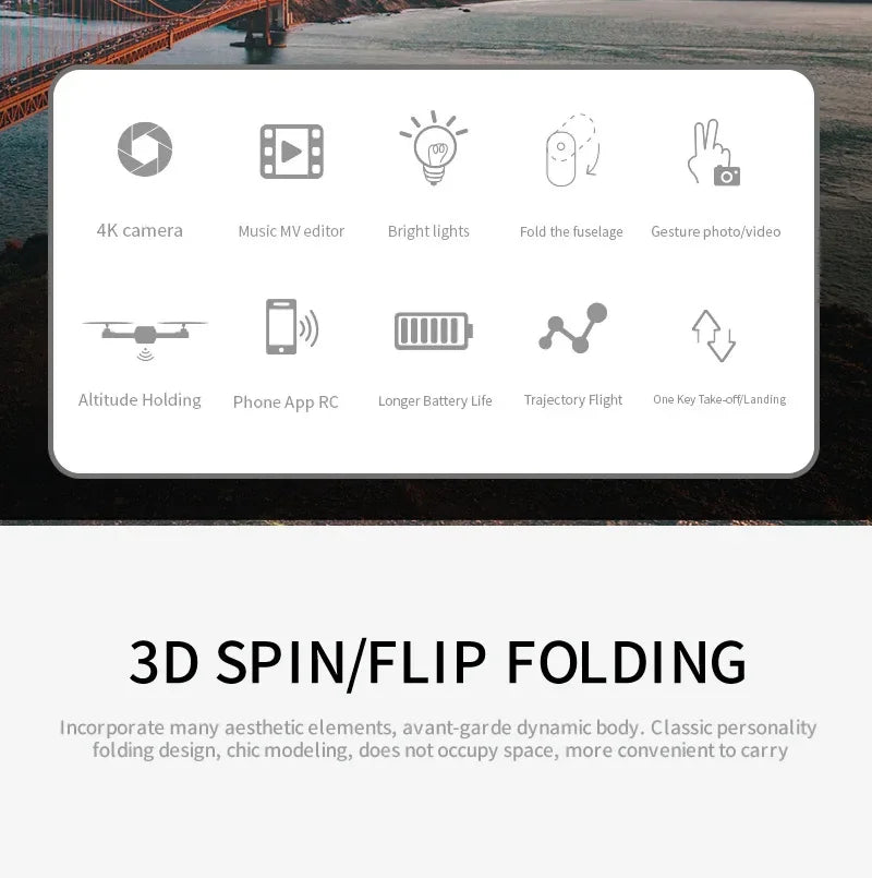 Favolux™ WIFI Wide Angle 4K Quadcopter Camera