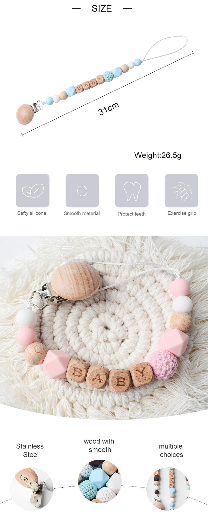 Favolux™ Baby Teethers Pacifier Clips