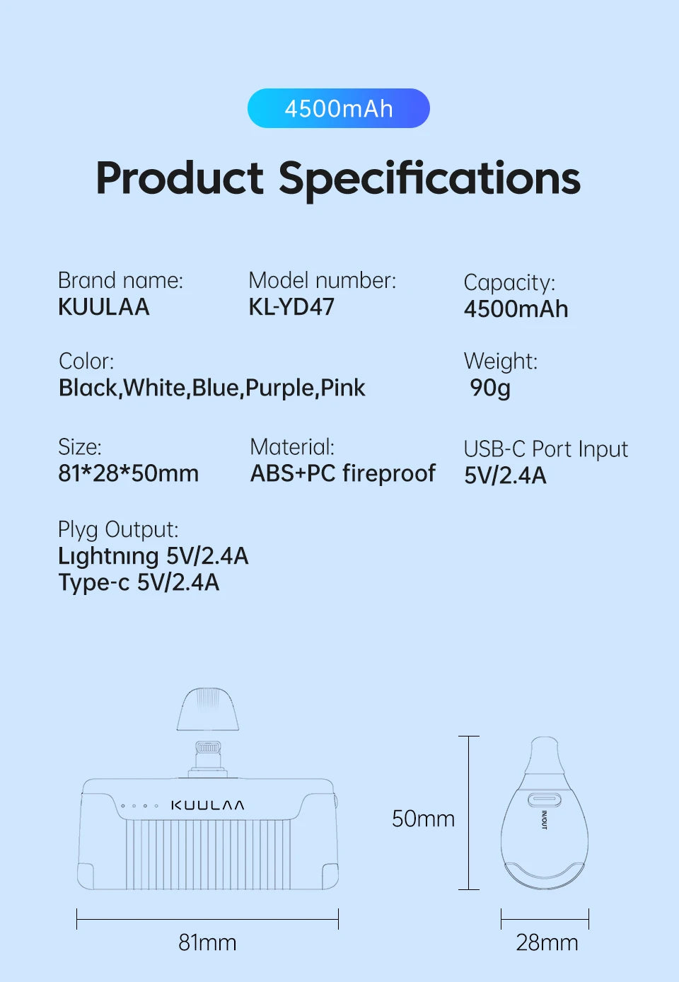 Favolux™ 4500mAh Mini Power Bank