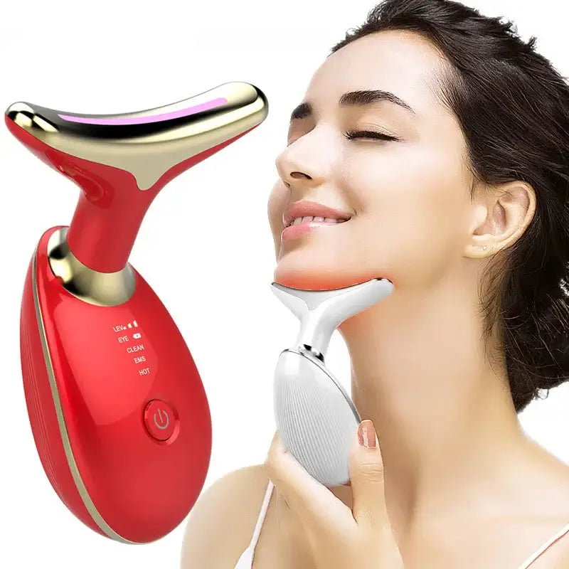 Favolux™EMS Neck Lifting Massager, LED Photon Face Beauty Device for wrinkle removal and skin rejuvenation.