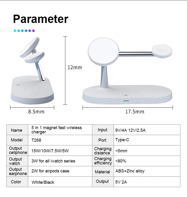 Favolux™ 3 in 1 Wireless Charger Stand For iPhone 12 13 14 15 16 Fast Charging Station for Apple Watch 10 9 8 7 6 5 4 Airpods 2 3 Pro