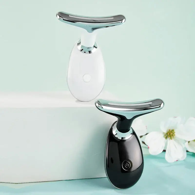 Favolux™EMS Thermal Neck Massager - Dual-tone design, LED beauty device for skin tightening, wrinkle removal, face care, and more.