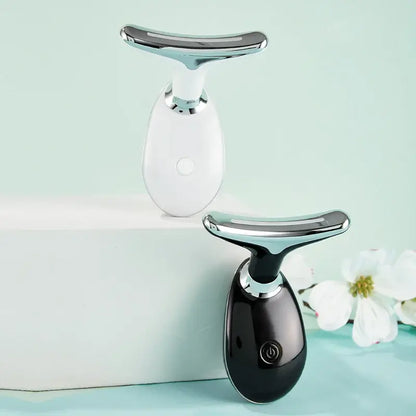 Favolux™EMS Thermal Neck Massager - Dual-tone design, LED beauty device for skin tightening, wrinkle removal, face care, and more.