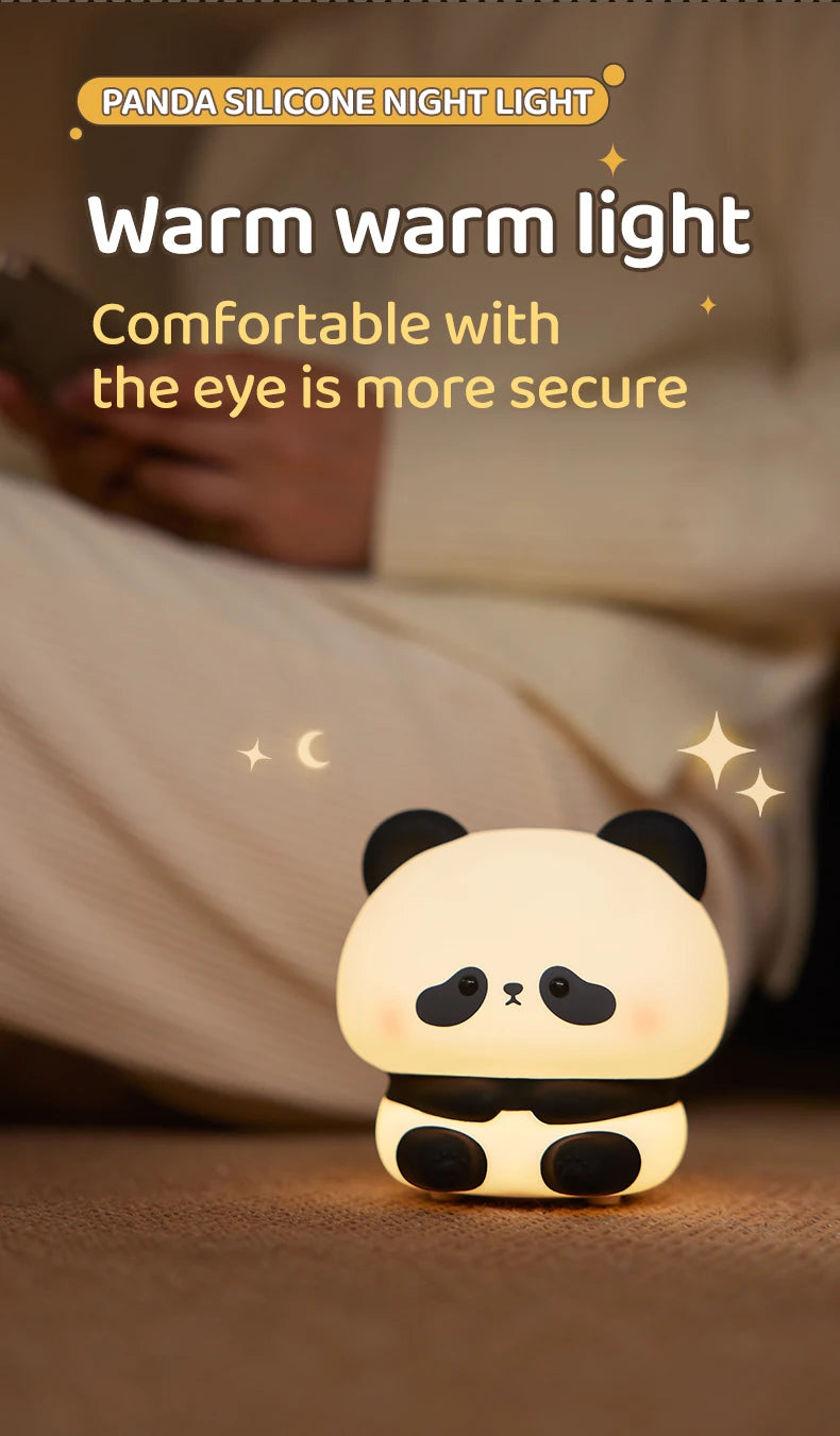 Favolux™ Panda LED Night Light Cute Silicone Night Light USB Rechargeable Touch Night Lamp Bedroom Timing Lamp Decoration Children's Gift