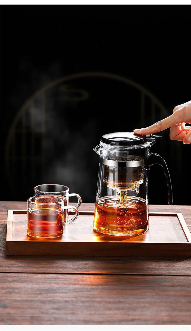 Favolux™ Heat Resistant Glass Teapot One-click filtering Tea Pot Tea Water Separation Filter Tea Maker Coffee Pot Home Teaware Set