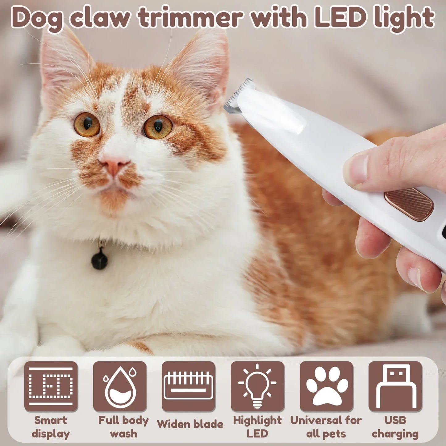 Favolux™ New Dog Paw Trimmer with LED Light Fully Waterproof Pet Hair Trimmer with LED Display Dog Clippers for Grooming 18mm Widen Blade