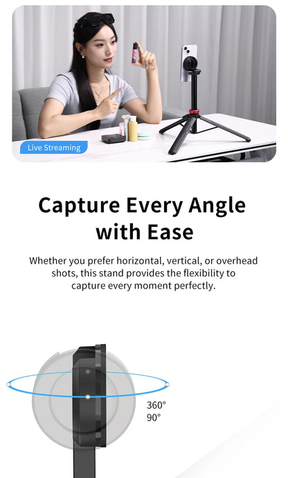 Favolux™ 1.53m Magnetic Tripod 360° Rotation 10m Remote Control Smartphone Extension Tripod for Selfie Live Streaming Vlog