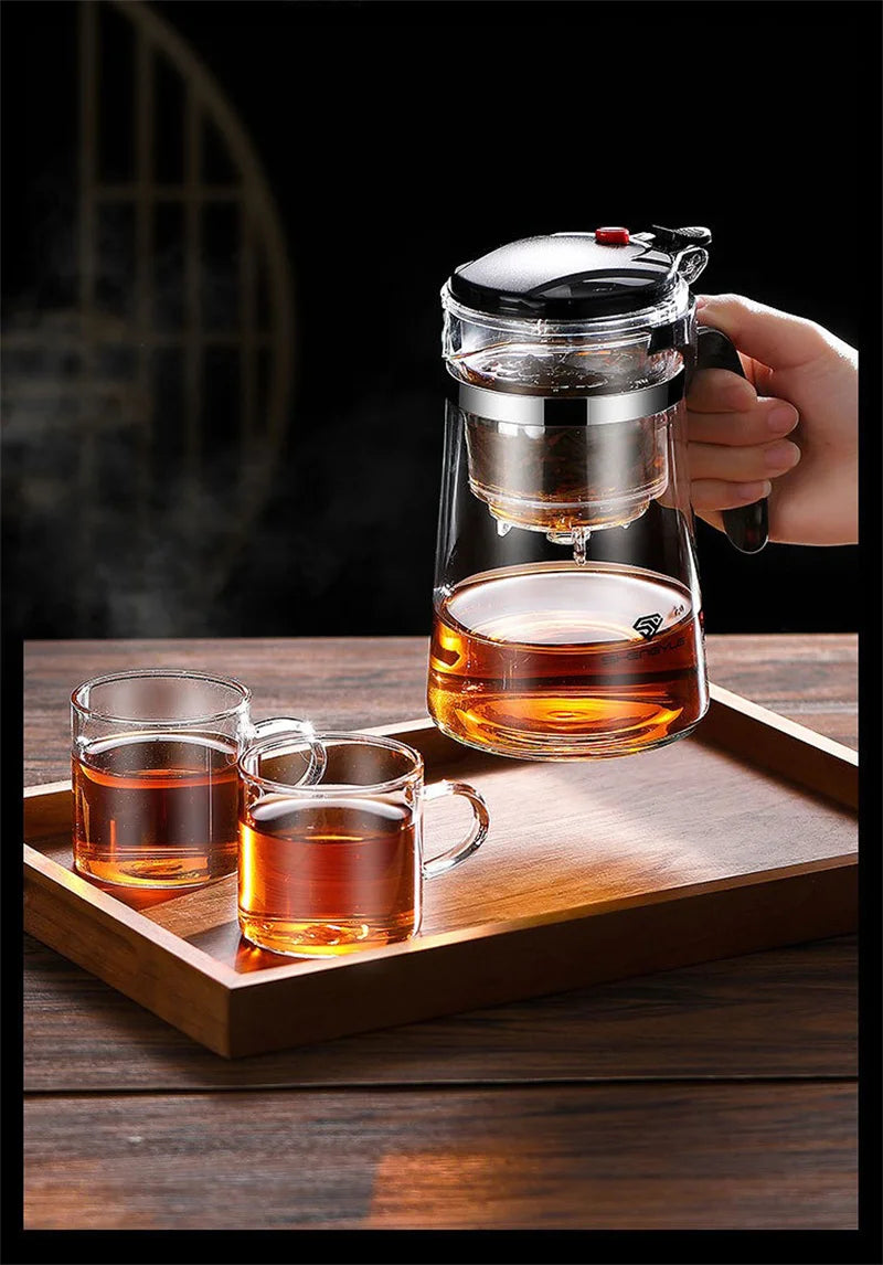 Favolux™ Heat Resistant Glass Teapot One-click filtering Tea Pot Tea Water Separation Filter Tea Maker Coffee Pot Home Teaware Set