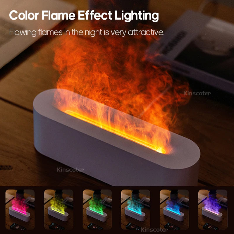 Favolux™ Essential Oil Aroma Diffuser Flame Air Humidifier Ultrasonic Cool Mist Difusor with  RGB Realistic Fire Night Light