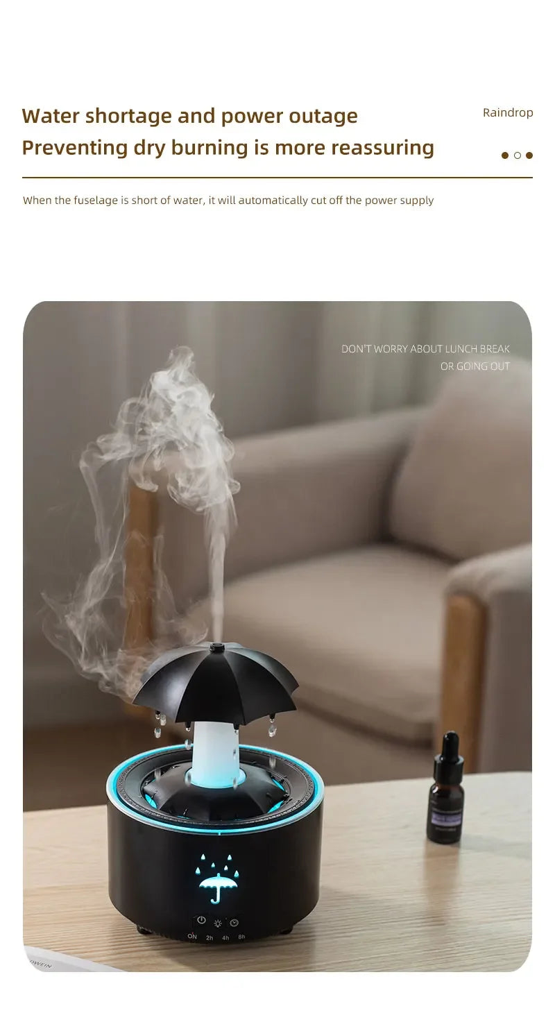 Favolux™ Creative Umbrella Water Drop Air Humidifier with Colorful Light Raindrop Aroma Essential Oil Diffuser Aromatherapy Humidifier