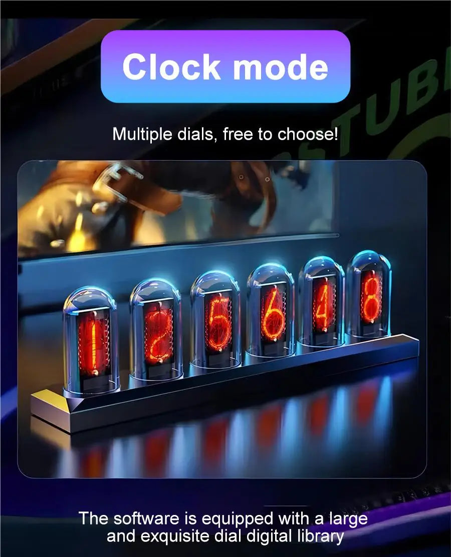 Favolux™ RGB Nixie Tube Clock LED Glows IPS Color Screen DIY Analog Digital Tube Night lights Gaming Desktop Home Decoration Gift Idea