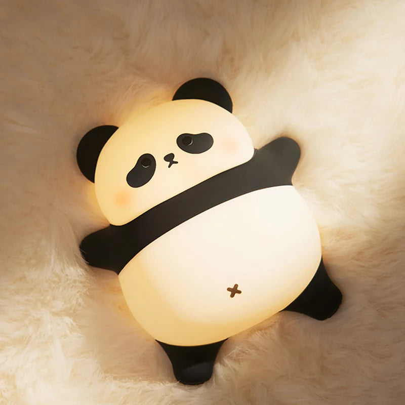 Favolux™ Panda LED Night Light Cute Silicone Night Light USB Rechargeable Touch Night Lamp Bedroom Timing Lamp Decoration Children's Gift