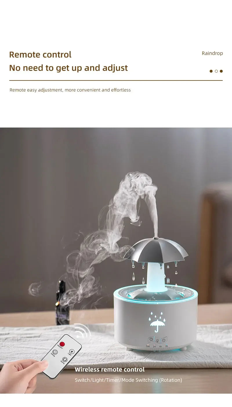 Favolux™ Creative Umbrella Water Drop Air Humidifier with Colorful Light Raindrop Aroma Essential Oil Diffuser Aromatherapy Humidifier