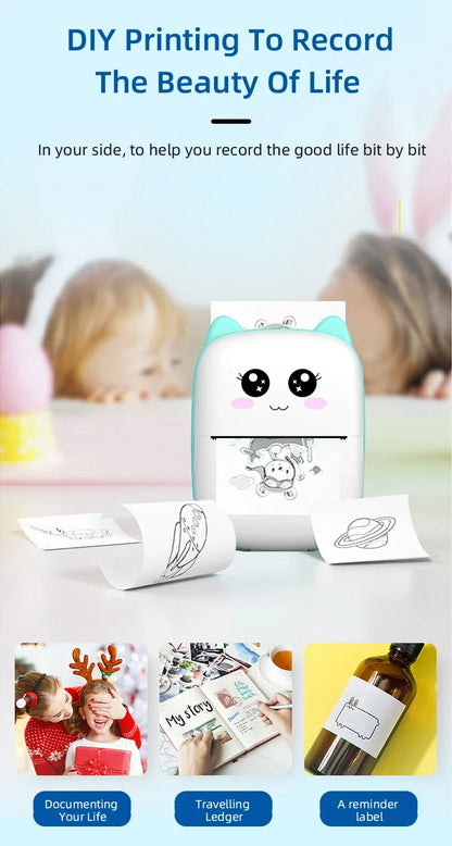 Favolux™ Portable thermal printer mini cat print photo pocket thermal label printer 58mm printing wireless Bluetooth Android iOS printers