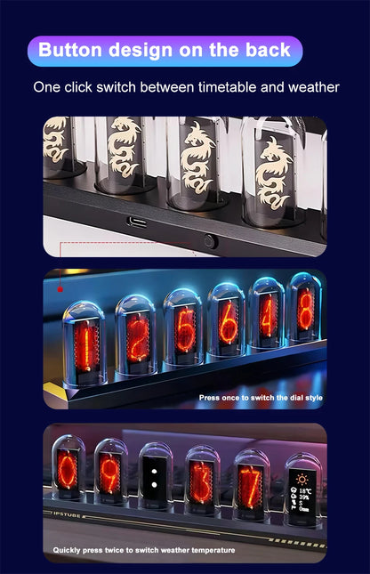 Favolux™ RGB Nixie Tube Clock LED Glows IPS Color Screen DIY Analog Digital Tube Night lights Gaming Desktop Home Decoration Gift Idea