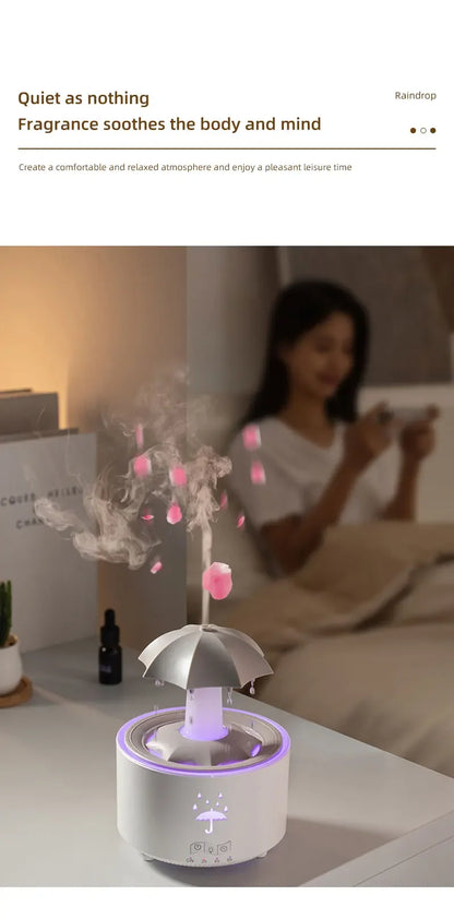 Favolux™ Creative Umbrella Water Drop Air Humidifier with Colorful Light Raindrop Aroma Essential Oil Diffuser Aromatherapy Humidifier