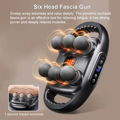 Favolux™ Fascia Gun Muscle Massager Gun High Frequency Back Waist Massage Machine Six-head Body Shoulder Professional Fascia Massage Gun