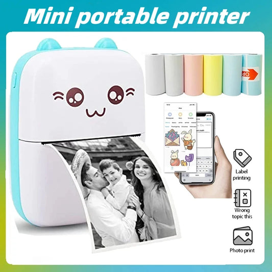 Favolux™ Portable thermal printer mini cat print photo pocket thermal label printer 58mm printing wireless Bluetooth Android iOS printers