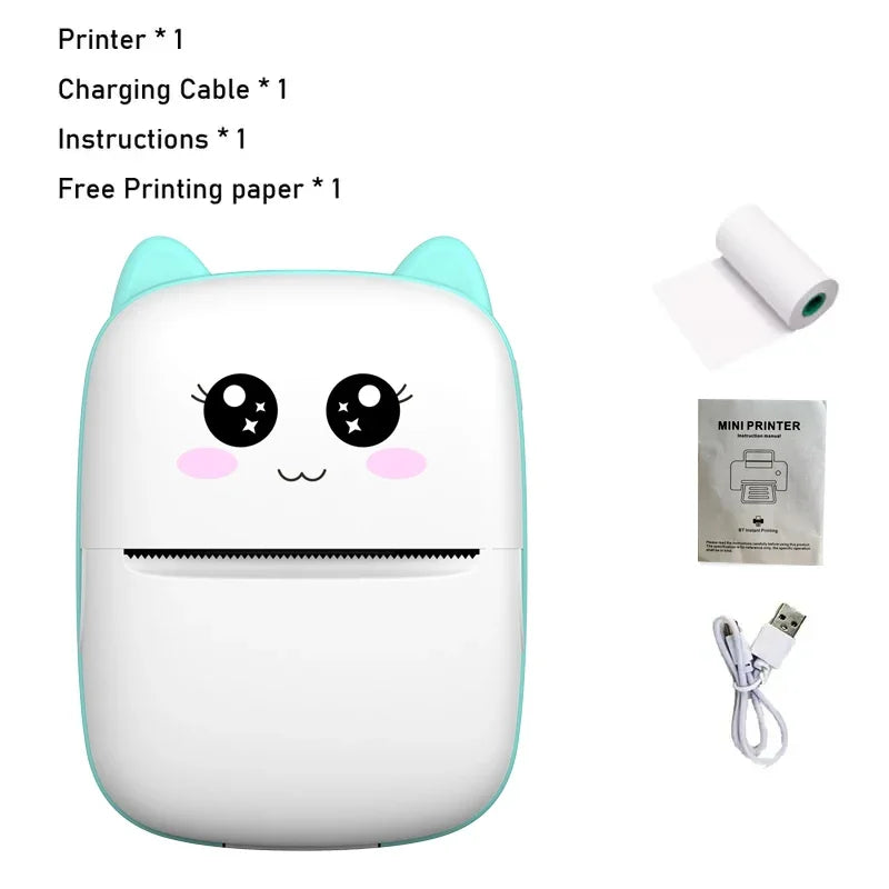 Favolux™ Portable thermal printer mini cat print photo pocket thermal label printer 58mm printing wireless Bluetooth Android iOS printers