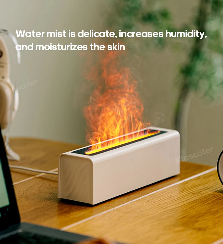 Favolux™ Essential Oil Aroma Diffuser Flame Air Humidifier Ultrasonic Cool Mist Difusor with  RGB Realistic Fire Night Light