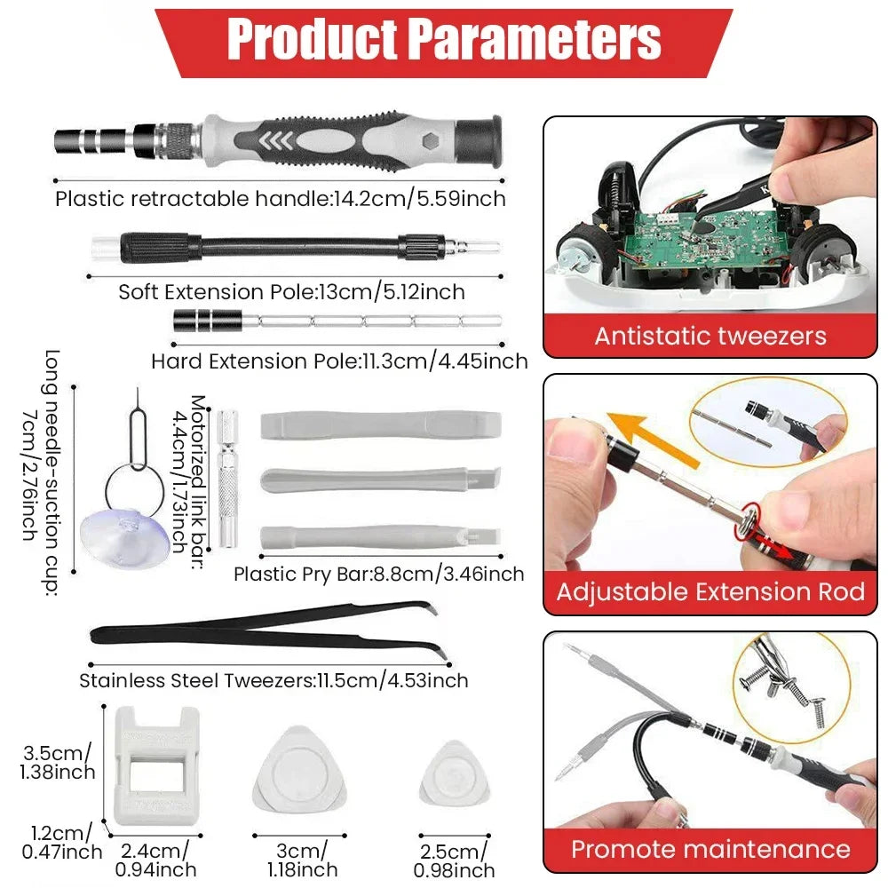 Favolux™ Electronics Screwdriver Set 115 in 1 Precision Screwdriver Tools Nut Driver Professional Magnetic Repair Tools Laptop Repair