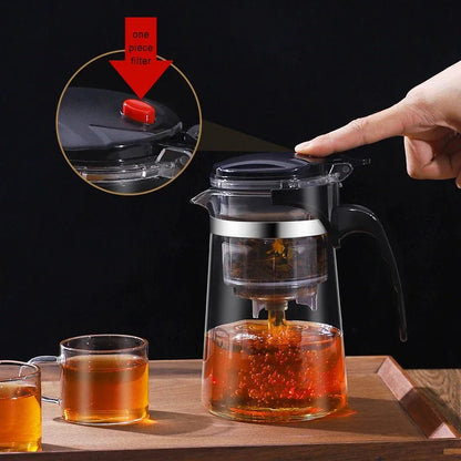 Favolux™ Heat Resistant Glass Teapot One-click filtering Tea Pot Tea Water Separation Filter Tea Maker Coffee Pot Home Teaware Set