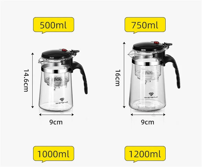 Favolux™ Heat Resistant Glass Teapot One-click filtering Tea Pot Tea Water Separation Filter Tea Maker Coffee Pot Home Teaware Set