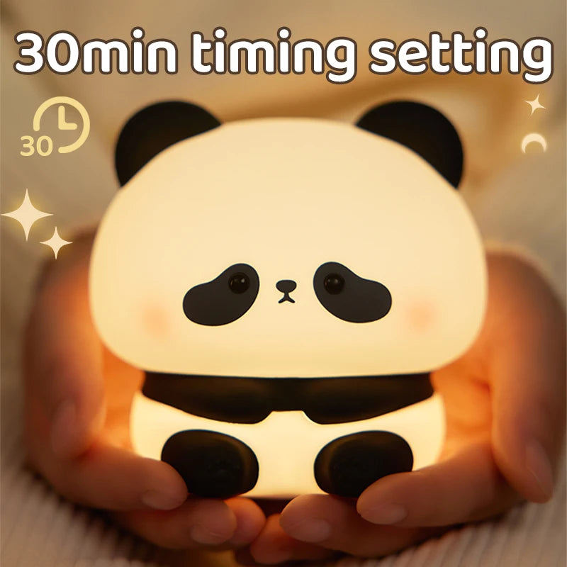 Favolux™ Panda LED Night Light Cute Silicone Night Light USB Rechargeable Touch Night Lamp Bedroom Timing Lamp Decoration Children's Gift