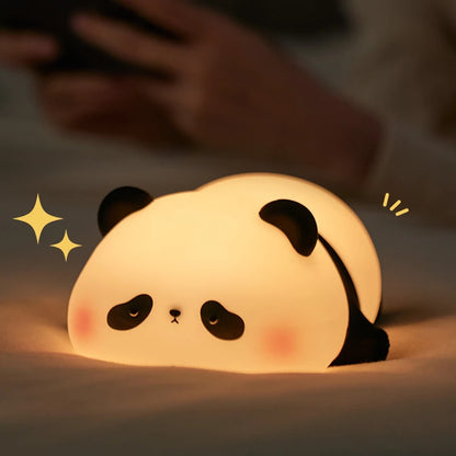 Favolux™ Panda LED Night Light Cute Silicone Night Light USB Rechargeable Touch Night Lamp Bedroom Timing Lamp Decoration Children's Gift