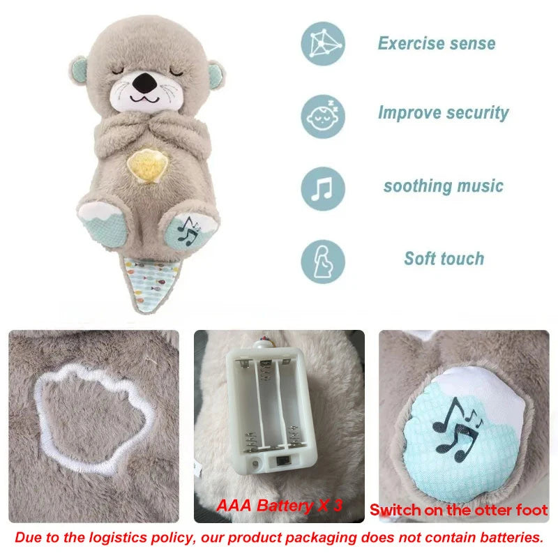 Favolux™ Breathing Bear Baby Soothing Otter Plush Doll Toy Baby Kids Soothing Music Baby Sleeping Companion Sound and Light Doll Toy Gift