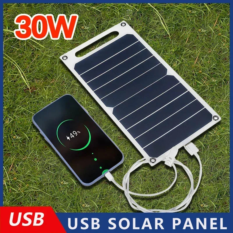 Favolux™ 30W Solar Panel With USB Waterproof Outdoor Hiking And Camping Portable Battery Mobile Phone Charging Bank Charging Panel 6.8V