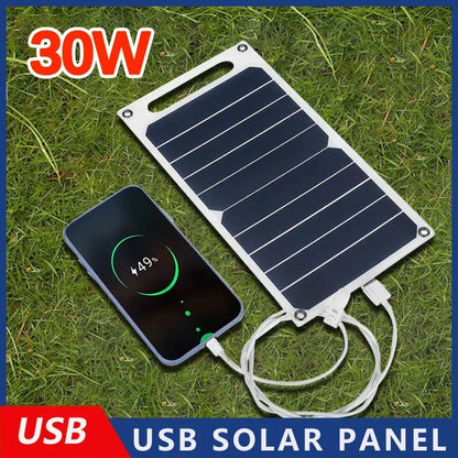 Favolux™ 30W Solar Panel With USB Waterproof Outdoor Hiking And Camping Portable Battery Mobile Phone Charging Bank Charging Panel 6.8V