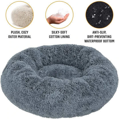 Favolux™ 40-90cm Round Pet Bed for Large Dog Bed Super Soft Cat Bed Long Plush Dog House for Medium Dog House Winter Warm Sleeping