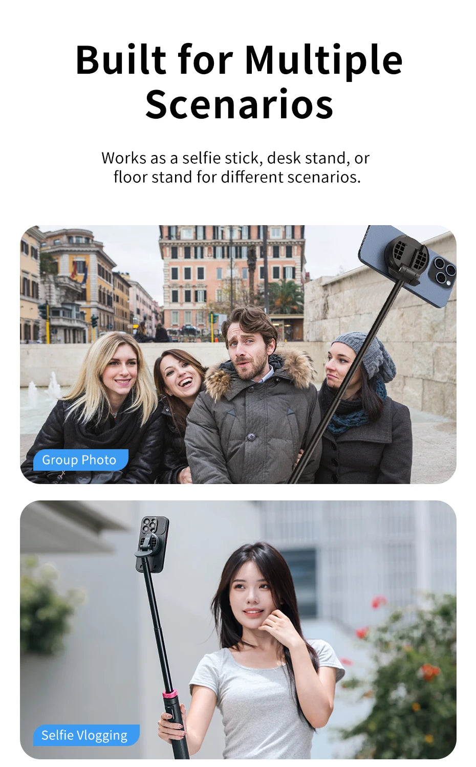 Favolux™ 1.53m Magnetic Tripod 360° Rotation 10m Remote Control Smartphone Extension Tripod for Selfie Live Streaming Vlog