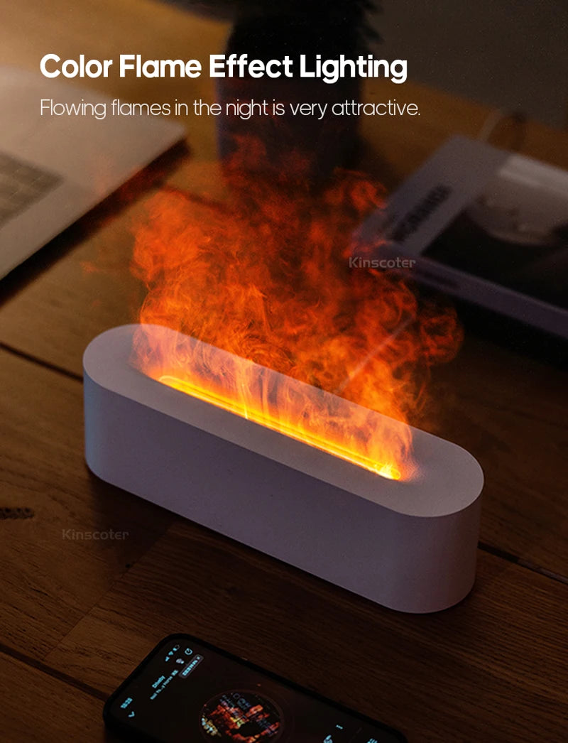 Favolux™ Essential Oil Aroma Diffuser Flame Air Humidifier Ultrasonic Cool Mist Difusor with  RGB Realistic Fire Night Light