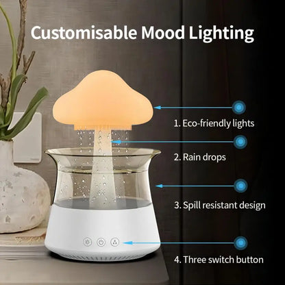 Favolux™ Relax Cloud Rain Diffuser Humidifier Raindrop Aromatherapy Machine Ultrasonic Atomization Humidification Colorful Lamp