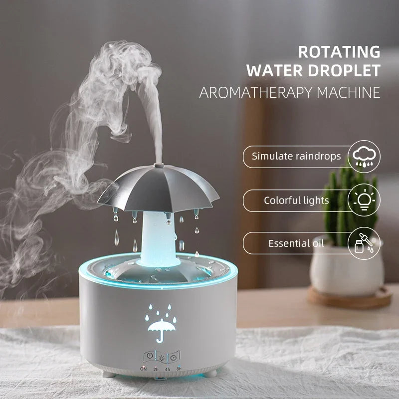 Favolux™ Creative Umbrella Water Drop Air Humidifier with Colorful Light Raindrop Aroma Essential Oil Diffuser Aromatherapy Humidifier