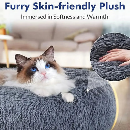 Favolux™ 40-90cm Round Pet Bed for Large Dog Bed Super Soft Cat Bed Long Plush Dog House for Medium Dog House Winter Warm Sleeping