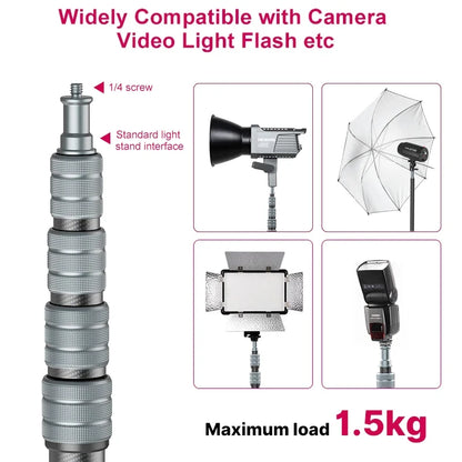 Favolux™ 1.9M Carbon Fiber Lighting Stand Portable Tripod Photography Light Stand for LED Light Flash Softbox Travel Monopod