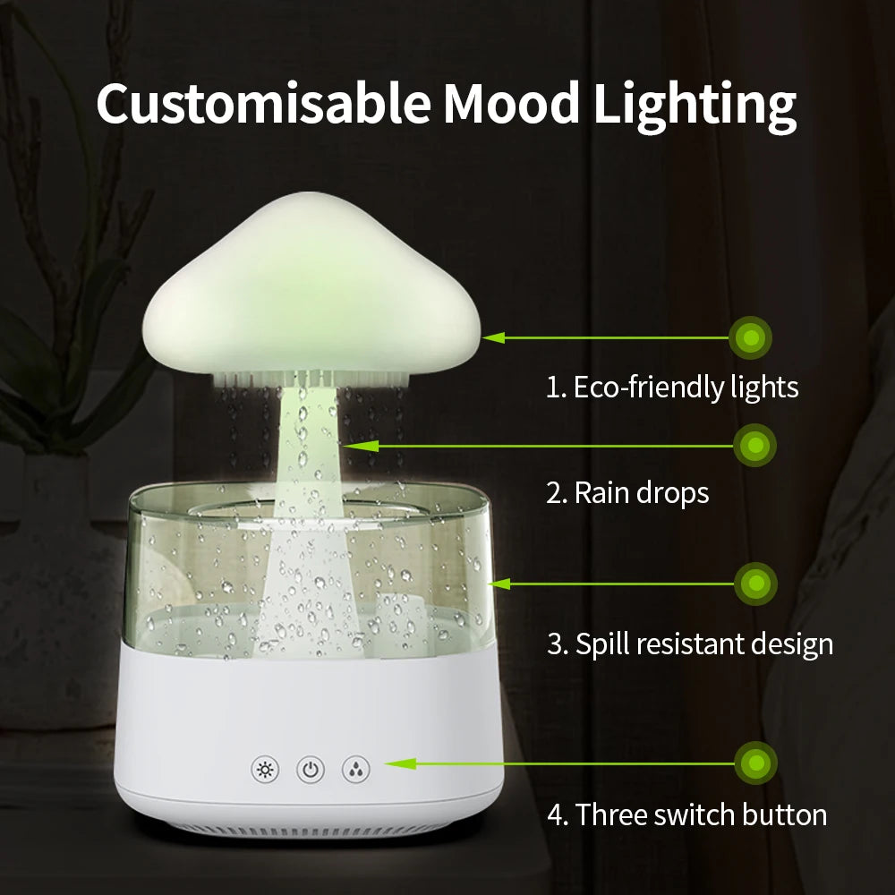 Favolux™ Relax Cloud Rain Diffuser Humidifier Raindrop Aromatherapy Machine Ultrasonic Atomization Humidification Colorful Lamp