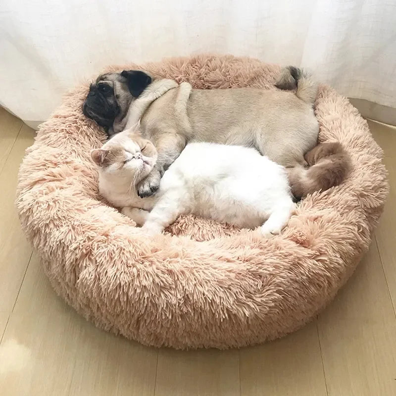 Favolux™ 40-90cm Round Pet Bed for Large Dog Bed Super Soft Cat Bed Long Plush Dog House for Medium Dog House Winter Warm Sleeping