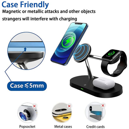 Favolux™ 3 in 1 Wireless Charger Stand For iPhone 12 13 14 15 16 Fast Charging Station for Apple Watch 10 9 8 7 6 5 4 Airpods 2 3 Pro