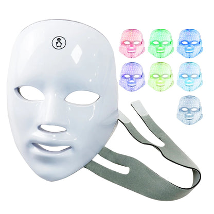 Favolux™ 7 Colors LED Facial Mask Photon Therapy Face Skin Care Mask Anti Acne Therapy Skin Rejuvenation Wrinkle Removal Face Beauty Mask