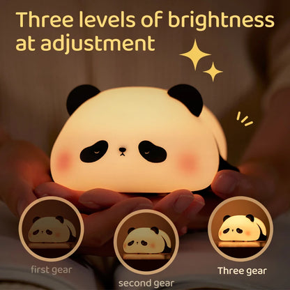 Favolux™ Panda LED Night Light Cute Silicone Night Light USB Rechargeable Touch Night Lamp Bedroom Timing Lamp Decoration Children's Gift