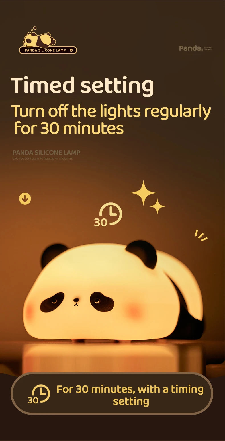 Favolux™ LED Night Light Cute Animal Panda Rabbit Illumination Light USB Charging Timed Bedside Decoration Children's Desktop Light Birth